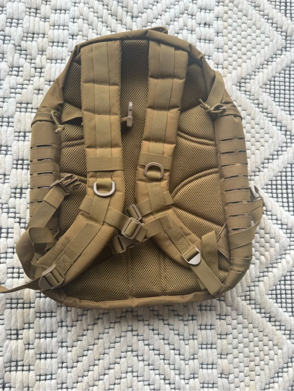Compact Tan Military-Style Backpack